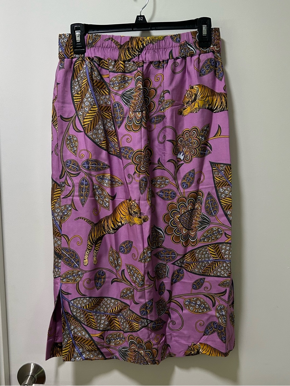 J. Crew Leaping Tigers Midi Skirt Purple Size Small